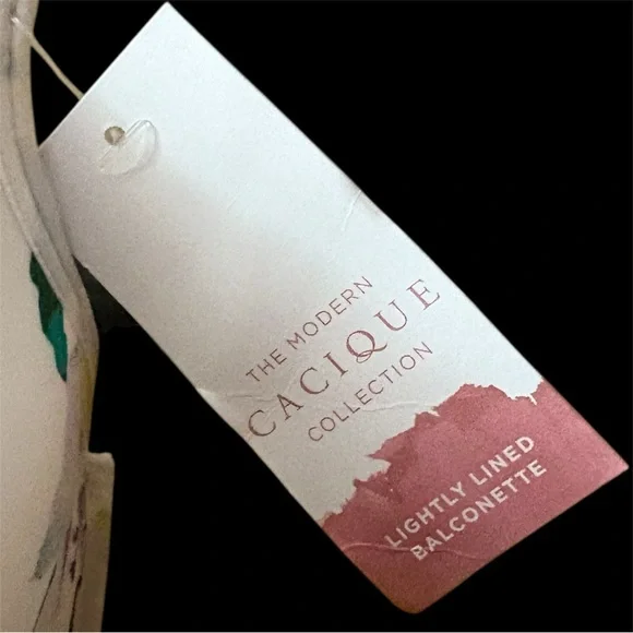 NWT Cacique Bra 38H White Floral Lightly Lined Balconette Underwire - Picture 3 of 4